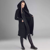 Womens Autumn Coat  Thickened Black Hooded Trench Coat S-XL Casual Solid Female Coat Winter Womens Windbreaker