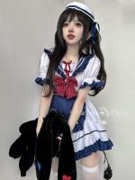 Milk Bear and Cat: Japanese Small NavyxLolita Maid Dress JK Bow Lolita