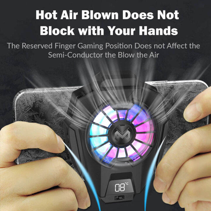 Cooling Fan Mobile Radiator with Digital Temperature Mobile Gaming RGB