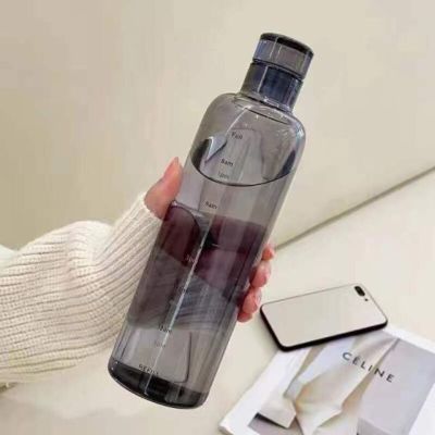 Transparent With Time Scale Water Bottle Creative Large Capacity Leakproof Drop-Resistant Plastic Drink Cup For Climb Travel New