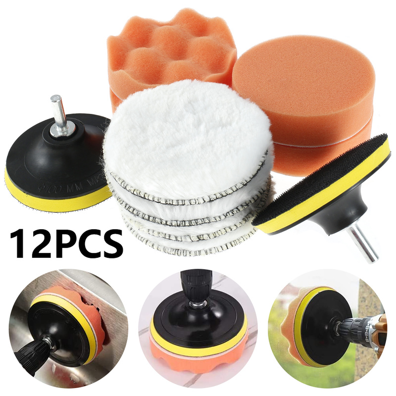 12PCS 3 inch/5 inch Polishing Pads Sponge Buffing Pads Waxing Pads with M10 Drill Adapter for Car Polishe Orange 