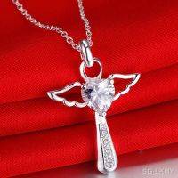 【hot】✇☑♦  Luxury 925 Stamped angel fine crystal cross pendants Necklace fashion party Wedding Jewelry gifts