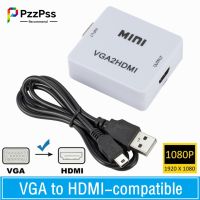 ❀ PzzPss Portable Mini VGA to HDMI-compatible Converter VGA2HDMI Video Box Audio Adapter 1080P For Notebook PC HDTV Projector TV