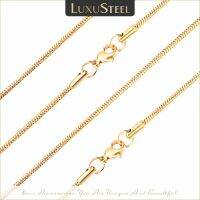 [MM75] LUXUSTEEL โซ่สร้อยคอสำหรับผู้หญิงผู้ชายสแตนเลสสีทองงูบิดยาวสร้อยคอปกสูงขัดไม่จางหาย