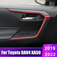 zxfgew สำหรับโตโยต้า RAV4 2019 2020 2021 2022 RAV 4 XA50รถยกประตูที่เท้าแขนตกแต่งประตูชามแถบจดจ้องปกอุปกรณ์ตกแต่งภายใน