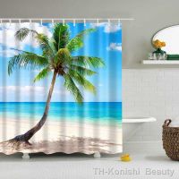 【hot】◈﹉  Beach Landscape Shower Curtain 3d Printing Garden Polyester Curtains