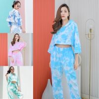 Style kik|Hood set tie dye ชุดวอร์มเสื้อครอบมีฮูด มาพร้อมกางเกงเอวจั้ม ชุดฮูดผ้ามัดย้อม ชุดผ้ามัดย้อม ชุดสวยใส่สบาย