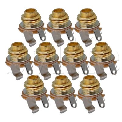 【CW】 10pcs  6.35mm Gold Output Jack Socket for Electric Bass Parts