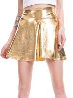 【CC】✇  CUHAKCI Short Waist Pleated Skirts Gold