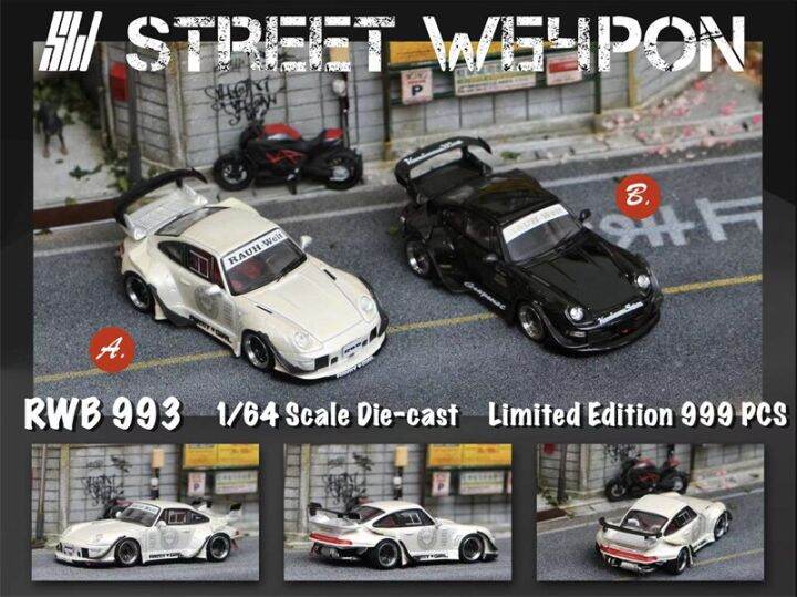 sw-1-64-rwb-993-bright-black-white-limited999-diecast-model-car