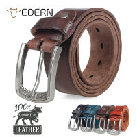 EDERN 105-130 ซม. เข็มขัดหนังวัวแท้ 100% สำหรับผู้ชาย, เข็มขัดหนังแท้แบบลำลองย้อนยุค, แฟชั่นของผู้ชายเข็มขัดหมุดหัวเข็มขัดปักหมุดเข็มขัดยีนส์ 3.8 ซม. ความกว้าง