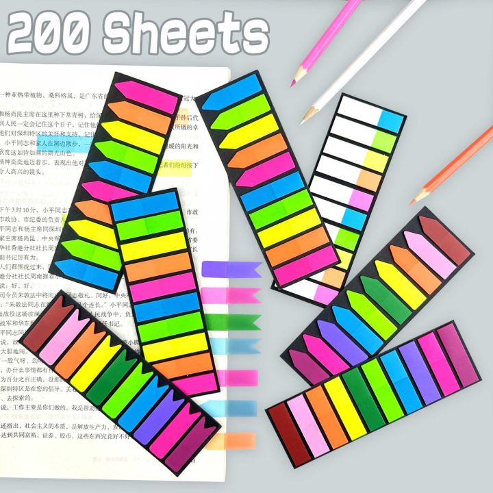 200-sheets-posted-it-transparent-notes-tab-self-adhesive-kawaii-bookmarkers-annotation-books-page-stationery