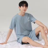 Fast Shipping Cai Ni Love Summer Modal Pajamas MenS Round Neck Short -Sleeved Shorts With Large Size Thin Home Clothing