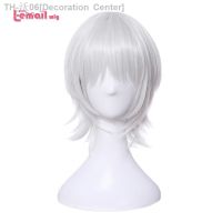 L-email wig Fate/Apocrypha Jack the Ripper Cosplay Wig FGO Cosplay 35cm White Short Wig with Bangs Heat Resistant Synthetic Hair [ Hot sell ] Decoration Center