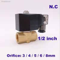 ❆☄ GOGO Normally Closed Brass Small Gas 2 way water Direct acting solenoid valve 1/2 BSP 220V AC NBR Seals Air compressor valve