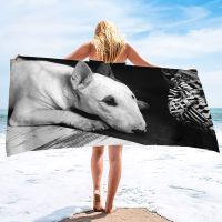 {Gexing fabrics} ผ้าขนหนูชายหาดผืนใหญ่พิมพ์ลาย Bull Terrier สำหรับอาบน้ำกลางแจ้งผ้าเช็ดตัวดูดซับน้ำหนักเบากันทราย Handuk Cepat KERING