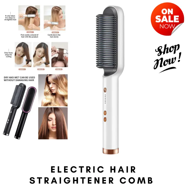 High Quality Electric Hair Straightener Comb - Professional Brush Heated  Comb Straightening Comb 2-in-1 Hair Straight & Curly Styling Tool - for Men  & Women | Lazada PH