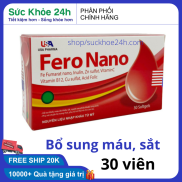 Viên uống bổ máu Fero Nano bổ sung Sắt, Acid Folic - Hộp 30 viên HSD 2024