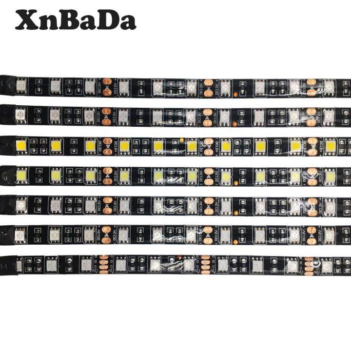 5m-5050-60-leds-m-flexible-black-pcb-led-strip-light-white-rgb-warm-white-red-green-blue-yellow-waterproof-ip30-65-dc12v-led-strip-lighting