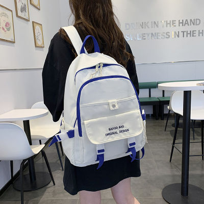 กระเป๋านักเรียนผู้หญิงเกาหลีรุ่น Sen Series นักเรียนมัธยมศึกษาตอนต้นกระเป๋าสะพายคู่ใหม่ความจุสูง Ins สไตล์น้ำหนักเบาคอมพิวเตอร์กระเป๋าสะพายคู่ H2HC