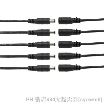 【YF】 5/10Pcs Black 5.5 x 2.1mm DC Plug Jack Connector Cable Pigtail 12V Male Female 5.5x2.1 Adapter for 5050 3528 LED Strip Light