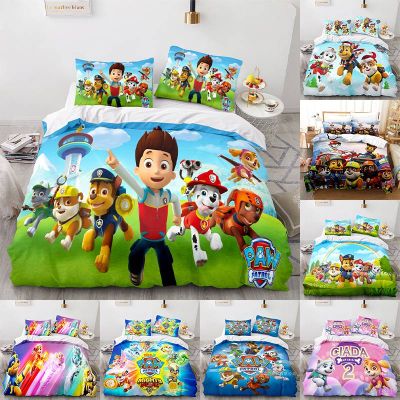 ชุดเครื่องนอน ผ้าห่ม ผ้านวม ลายการ์ตูน Paw Patrol 3 IN 1 ขนาดเดียว 140x210 ซม. ซักทําความสะอาดได้ สบาย สําหรับบ้าน ห้องนอนเด็ก