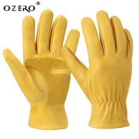 OZERO Gloves Mens Leather Motorcycle Driver Cycling Outdoor Racing Security Protection Safety Riding