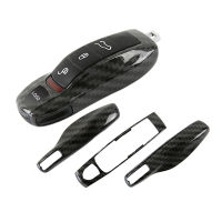 3pcs Carbon Fiber Vinyl FOB Remote Key Case Key Cover Modified Key Shell Refit Porsche Boxster Cayman 911 Panamera Macan