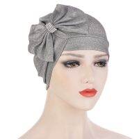 【CC】❀┋☃  2023 New Multicolor Turban Forehead Glitter Female Muslim Headscarf Bonnet Headwear