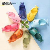 AMILA รองเท้าแบบมีรูระบายเด็ก EVA พื้นรองเท้ากันลื่น Sepatu Kebun ฉลามรองเท้าใส่ในบ้านลายการ์ตูนน่ารักสำหรับเด็กผู้ชายและเด็กผู้หญิง