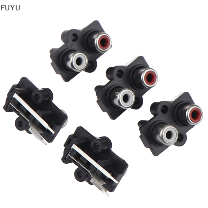 fuyu-5pcs-2-4-hole-rca-female-stereo-audio-jack-av-audio-input-socket-connector