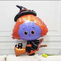 （A VOGUE）♨№✺ 38 inches Halloween theme Curly hair witch modeling party decoration aluminum foil balloon