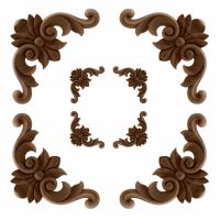 4 Pcs VZLX Vintage Unpainted Wood Carved Corner Onlay Applique Frame for Home Furniture Wall Cabinet Door Decor Crafts