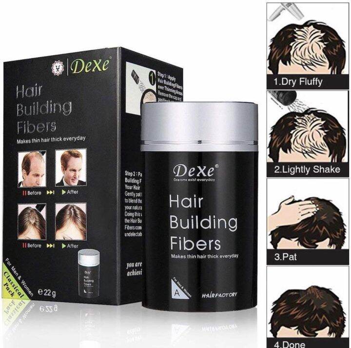 dexe-hair-building-fibers-22g-no-5-สี-light-brown-ผงไฟเบอร์-ปิดผมบาง-ที่ปิดเหม่ง-ผงไฟเบอร์เพิ่มผมหนา-ปิดผมบาง-หัวล้าน-ผมบาง-ผมดูหนาทันที