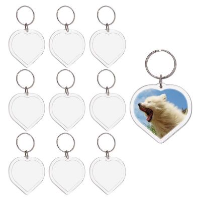 50pcs Sets Heart Custom Blank Photo Keyring Clear Blank Photo Insert Keychains For DIY Picture Frames