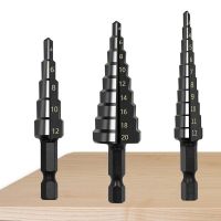 3PCS Hss Nitride Coated Step Drill Bits with 1/4 Hex Shank 3-20mm Step Cone Cutting Tools Steel Wood Metal Drilling Power Set