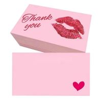 25-50pcs Pink Kiss Thank You Card Enterprise Store Business Thank You for Support Card Custom Market Gift Decoration Card Greeting Cards