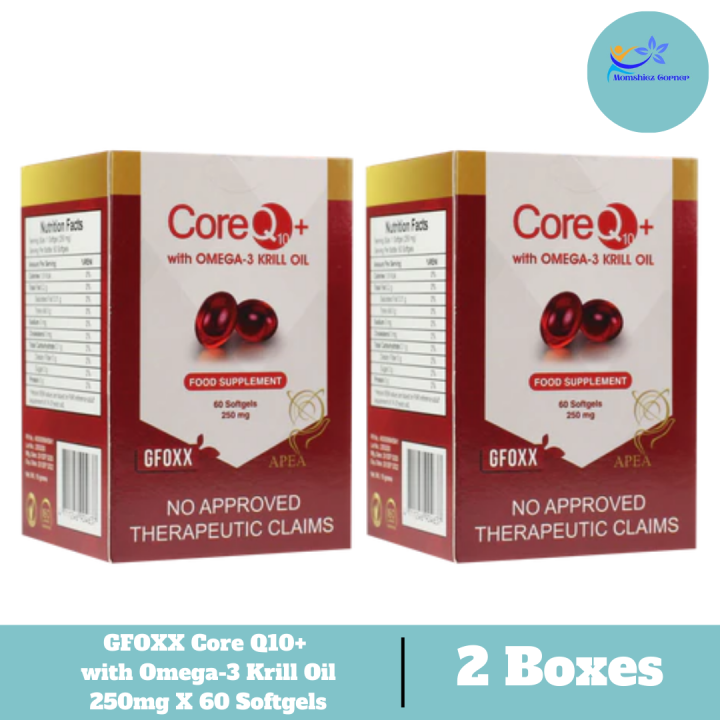 Gfoxx Core Q10+ with Omega3 Krill oil 250mg X 60 Softgels ( 2 Boxes