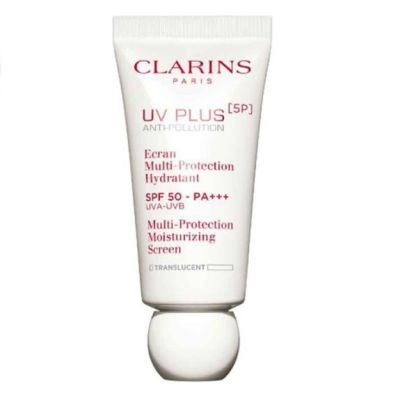 Clarins UV Plus [5P] Anti-Pollution Multi-Protection Moisturizing Screen SPF50 PA+++ #Translucent 30 ml ครีมกันแดดที่ให้ความชุ่มชื้นพร้อมปกป้องผิวจากแสงแดดและมลภาวะ