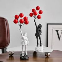 Flying Balloon Girl Statue Sculptures and Figurines Living Room Decor Home Decoration and Table Accessories Desk Accessories2023