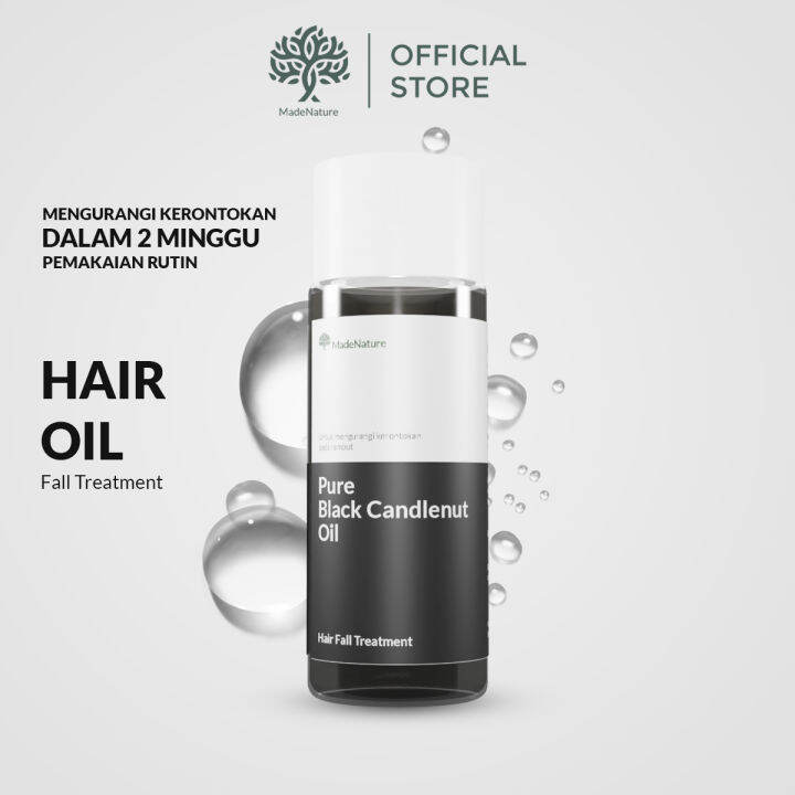 Madenature Hair Oil Pure Black Candlenut Oil Untuk Menghentikan