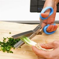 ♛♚ gongyibi577964 Multifunctional Muti Layers Knives Scissors Scallion Cutter Herb Laver Spices Cut Scissor