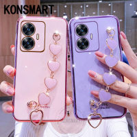 เคสโทรศัพท์ KONSMART สำหรับ Realme C55 / C55 NFC 2023ใหม่พร้อมเคสสร้อยข้อมือสุดหรู Realme ฝาครอบป้องกันชุบโลหะด้วยไฟฟ้า C55