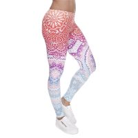 【CW】 Brands Fashion Round Ombre Printing leggins Waist Leggings Woman Pants /40