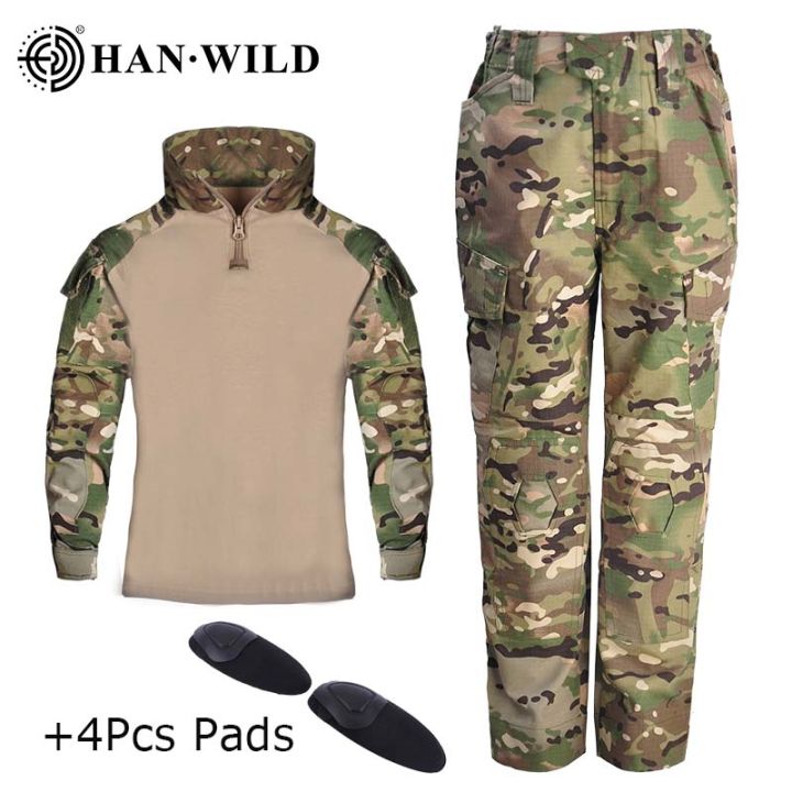  HAN·WILD Men's Tactical Suit Combat Pants and Shirts with Hood  Military Uniform Airsoft Clothing with Knee Pads（BLACK CAMO）: Clothing,  Shoes & Jewelry