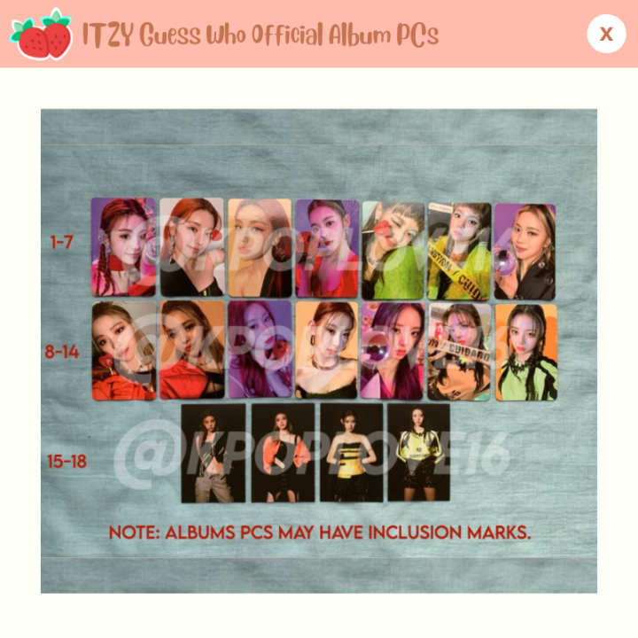 Itzy Guess Who Official Album Photocards Pcs Lazada Ph