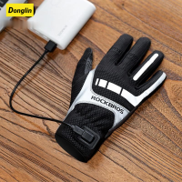 Donglin ถุงมือจักรยานอุ่นฤดูหนาว SBR หน้าจอสัมผัส USB ถุงมืออุ่น Windproof Plam Breathable Motor E-bike Gloves