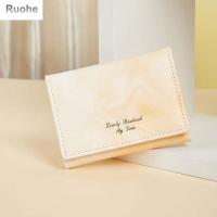 RUOHE ที่เก็บบัตรประชาชนที่ใส่บัตรหนัง PU ของขวัญลายหินอ่อนแบบพกพาแฟชั่น Dompet Koin ผู้ถือกระเป๋าเงินผู้หญิง