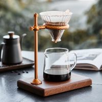 Luxury Wooden Dripper Coffee Filter Holder Driip Tools Set Cafe Paper Filter V 60 Glass Cone Cup Stand For Coffee Corner