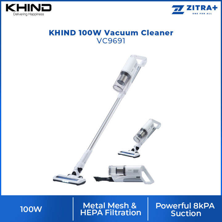 KHIND 100W Vacuum Cleaner VC9691 Powerful 8kPA Suction Metal Mesh